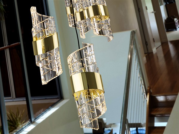 (image for) 13 Light Round Plate Pendant - Black/Gold